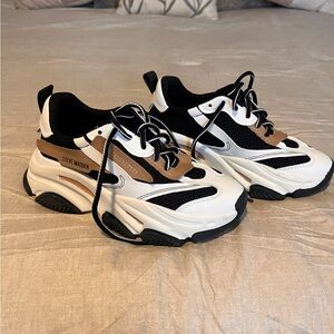 Steve Madden Black, White, and Brown Chunky Sneakers